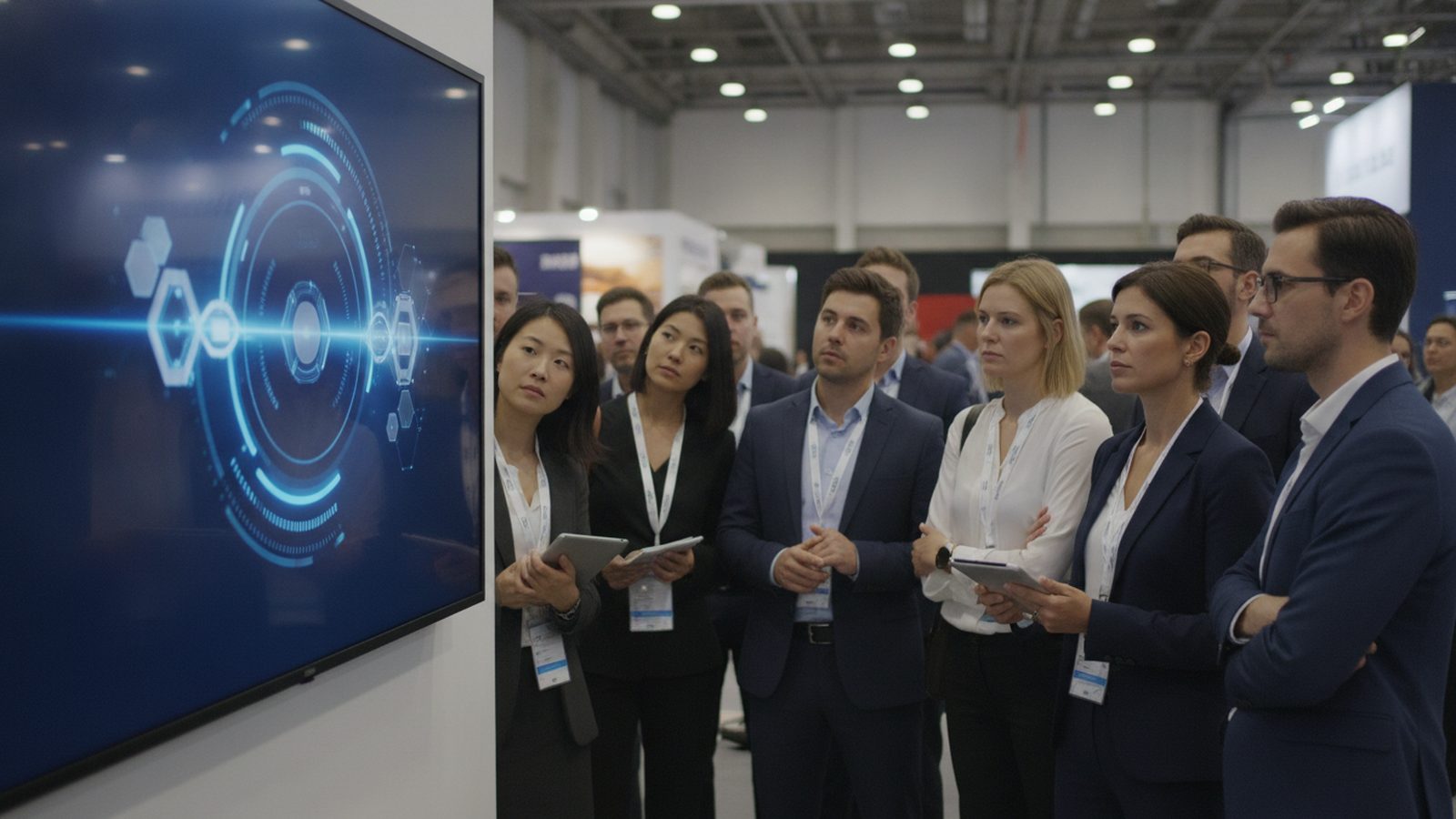 Nahaufnahme eines Produkts in Aktion am Messestand, gefilmt für ein Messevideo ohne Sprache