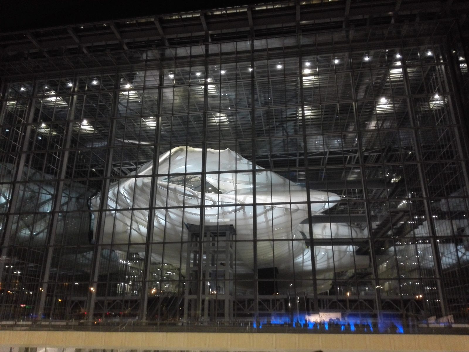 La Nuvola, the Roma Convention Center by Massimiliano Fuksas in EUR, at night